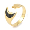 Ion Plating(IP) 304 Stainless Steel Enamel Cuff Finger Rings RJEW-L107-082G-02-1