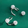 Round Beaded Alloy Crystal Rhinestone Stud Earrings FS-WG37A38-01-2