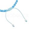 Pink Turtle Dyed Synthetic Turquoise & Glass Braided Beaded Adjustable Anklets AJEW-AN00677-4