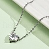 304 Stainless Steel Crystal Cubic Zirconia Heart Pendant Necklaces for Women NJEW-Z064-03P-2