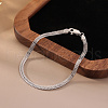 925 Sterling Silver Wheat Chain Bracelets for Women BJEW-A037-09P-3