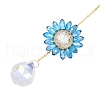 Glass Flower Hanging Suncatchers HJEW-P018-F07-2
