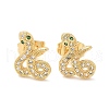 Brass Micro Pave Clear Cubic Zirconia Stud Earrings EJEW-D305-02G-3