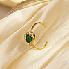 Stainless Steel Micro Pave Cubic Zircon Adjustable Open Cuff Rings for Women VT4323-1-1
