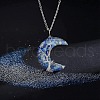 Resin with Natural Lapis Lazuli Chip Inside Moon with Tree of Life Copper Wire Wrapped Pendant Necklaces WGC6175-06-1