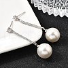 925 Sterling Silver Clear Cubic Zirconia Round Dangle Stud Earrings EJEW-L300-06P-3