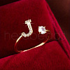 Brass Micro Pave Cubic Zirconia Cuff Rings WG75066-10-1