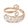 Mother's Day Jewellery Natural Pearl Beaded Open Cuff Rings RJEW-TA00110-02-1