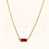 Birthstone Style Brass Cubic Zirconia Baguette Pendant Necklaces for Women FS-WGDF12C-01-1