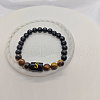 Natural Tiger Eye & Black Obsidian Round Beaded Stretch Braceletes WG32BD9-14-1
