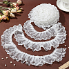 4 Yards Polyester Pleated Bowknot Lace Ribbons OCOR-WH0086-63-4
