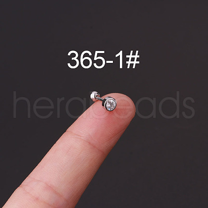 316L Surgical Stainless Steel Micro Pave Clear Cubic Zirconia Cartilage Earrings WG35966-01-1
