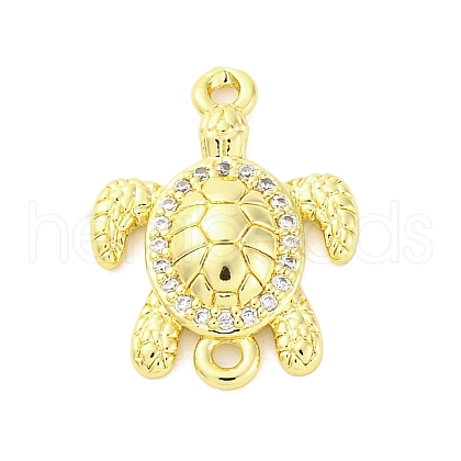 Brass Micro Pave Clear Cubic Zirconia Connector Charms KK-D325-06G-02-1