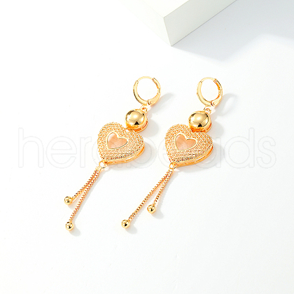 Heart Tassel Brass Hoop Earrings JA5879-1