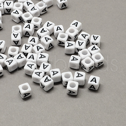 Large Hole Acrylic Letter European Beads SACR-Q103-7mm-01A-1