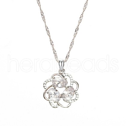 Zinc Alloy Pave Clear Cubic Zirconia Pendant Necklaces for Women FS-WGB158F-05-1