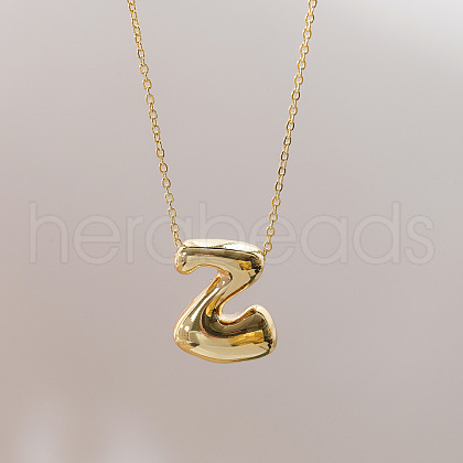 Brass Chunky Initial Pendant Necklaces WG97A63-26-1