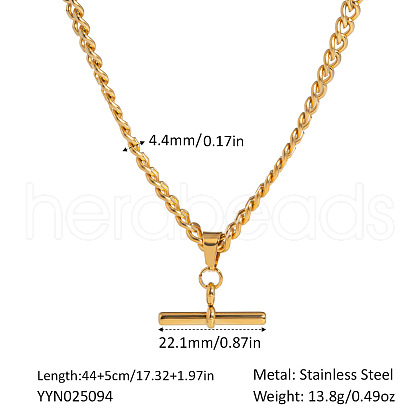Hip-hop Stainless Steel T Bar Pendant Twisted Chain Necklaces for Women OE1872-2-1