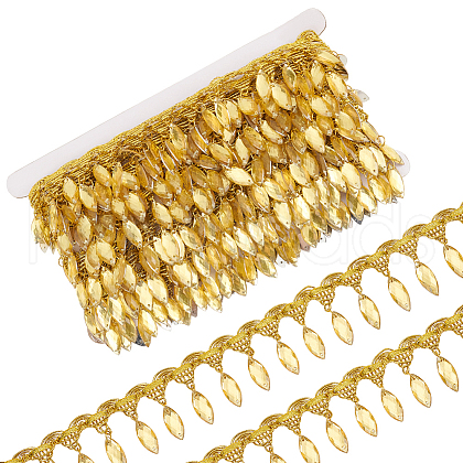Polyester Lace Ribbon with Plastic Charms Tassel OCOR-WH0078-202B-01-1