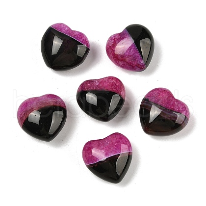 Mother's Day Gifts Natural Agate(Dyed & Heated) Heart Palm Stone G-Q021-04F-1