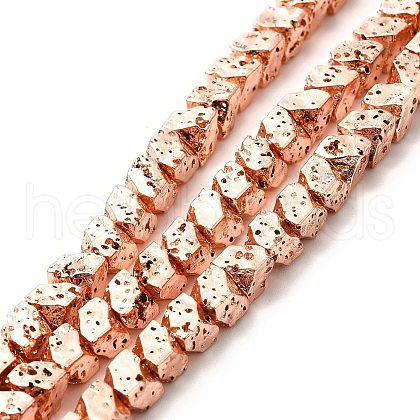 Electroplated Natural Lava Rock Beads Strands G-G984-11RG-1