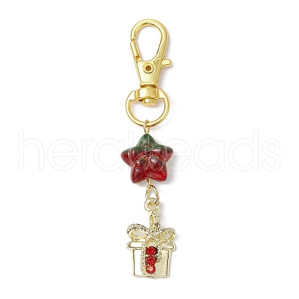 Christmas Theme Alloy Enamel with Rhinestone Pendant Decoration KEYC-JKC00977-02-1