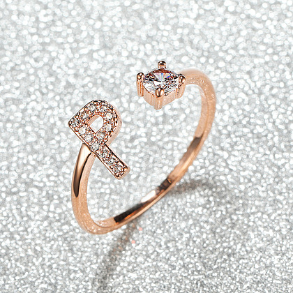Brass Micro Pave Cubic Zirconia Cuff Rings for Women FS-WGA4C54-16-1