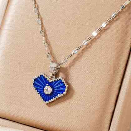 Romantic Brass Clear Cubic Zirconia Heart Pendant Necklaces FR4292-1-1