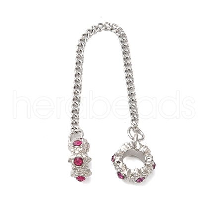 Rack Plating Alloy Safety Chains Rhinestone European Safety Chains PALLOY-S189-35P-1