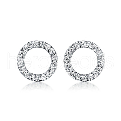 Ring Rhodium Plated 925 Sterling Silver Stud Earrings PB1316-6-1