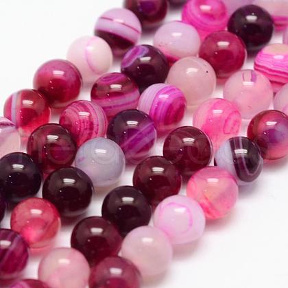 Natural Striped Agate/Banded Agate Bead Strands X-G-K155-A-6mm-02-1