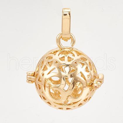 Rack Plating Brass Cage Pendants KK-S751-012KC-1