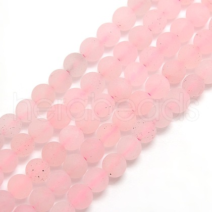 Frosted Natural Rose Quartz Round Bead Strands X-G-M064-6mm-09-1