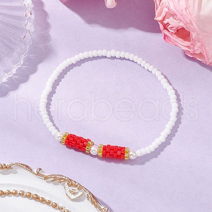 Glass Seed Beads Stretch  Bracelets for Women BJEW-MZ00153-07-1