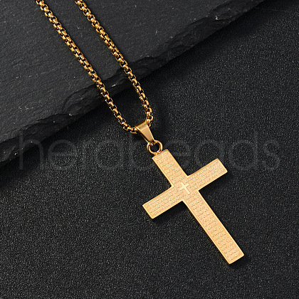 Religion Cross 201 Stainless Steel Pendant Necklaces WG7EF33-02-1