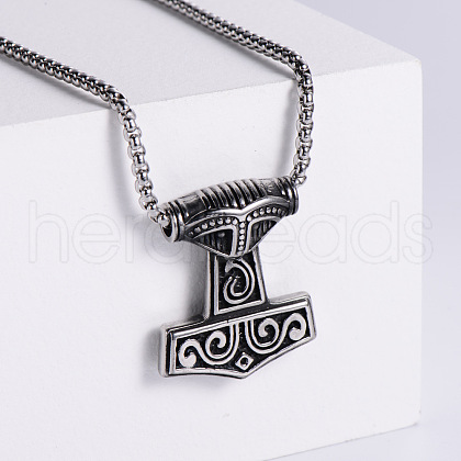 Stainless Steel Hammer Pendant Necklaces for Men VT0598-1