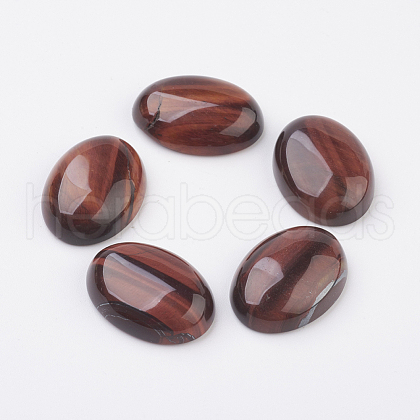 Natural Dyed & Heated Red Tiger Eye Flat Back Cabochons G-G741-18x25mm-13-1