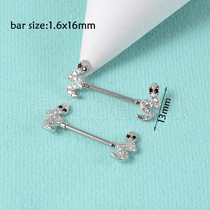 304 Stainless Steel Clear Cubic Zirconia Nipple Rings WG32E94-13-1