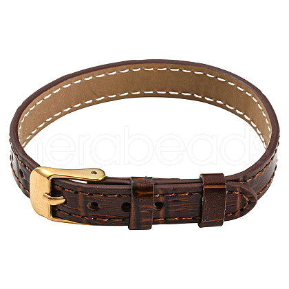 CALFOVERA 1Pc Leather Textured Bracelet Straps Slide Wristbands for Slide Charms AJEW-CL0001-01A-1