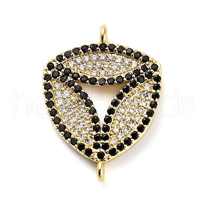 Brass Micro Pave Clear and Black Cubic Zirconia Triangle Connector Charms KK-L229-060G-1