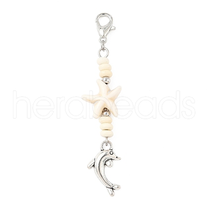 Ocean Theme Synthetic Turquoise Pendant Decorations HJEW-JM03428-03-1