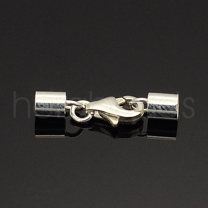 Rhodium Plated 925 Sterling Silver Lobster Claw Clasps STER-L018A-06-1