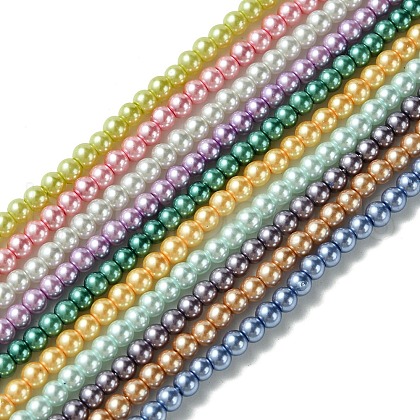 Eco-Friendly Dyed Glass Pearl Round Beads Strands HY-A002-3mm-M-1