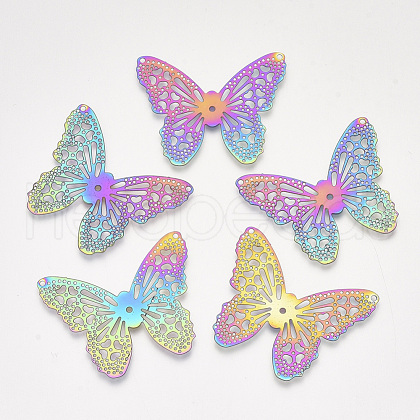 Ion Plating(IP) 201 Stainless Steel Filigree Pendants STAS-S108-48-1