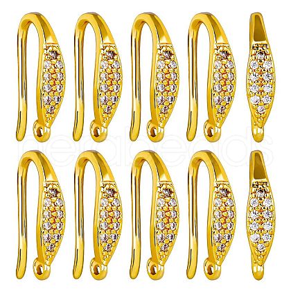 10 Pairs Brass Micro Pave Clear Cubic Zirconia Earring Hooks ZIRC-SZ0005-19B-1