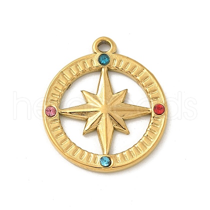 304 Stainless Steel Rhinestone Pendants STAS-I322-33G-03-1