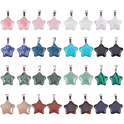 Natural & Synthetic Mixed Stone Pendants G-PH0034-36P-1