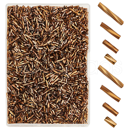 GOMAKERER 2000Pcs 4 Styles Glass Twisted Bugle Beads SEED-GO0001-09B-1