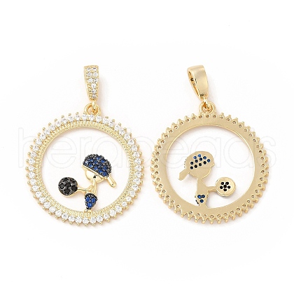 Brass Micro Pave Cubic Zirconia Pendants KK-H441-27G-1