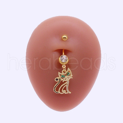 316L Surgical Stainless Steel Micro Pave Clear Cubic Zirconia Belly Rings FS-WGA8928-04-1